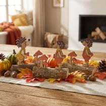 Artikel Herbstdeko Holzfiguren Igel mit Pilzen auf Holzstamm 11 cm Gelb/Orange 6er-Set
