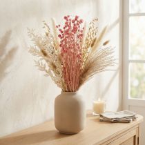 Artikel Erdbeerdistel Trockenblumen Altrosa 50cm 100g für Dekoration