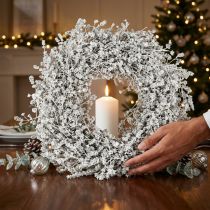 Artikel Weihnachtskranz aus Trockenblumen Leinenkraut Weiß Ø34cm
