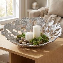 Artikel Dekoschale Metall Silber Gingko-Design Ø43cm H11cm Innenbereich