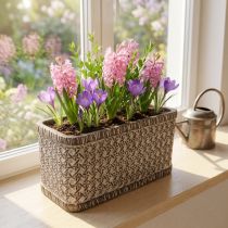 Artikel Keramik Pflanzkasten Braun Weiß 23×11×11cm mit Flechtmuster