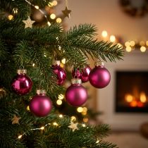 Artikel Mini Weihnachtskugeln aus Glas Pink Ø 2,5 cm (22 Stück)