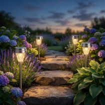Artikel LED Gartenleuchten Solar Warmweiß H35cm 4 Stück aus Metall und Kunststoff