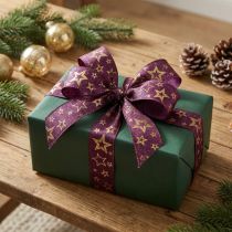 Artikel Sternenband Polyester Weihnachtsband 25mm x 15m Lila Gold