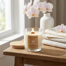 Artikel Duftkerze im Glas Naturwachs Weiß 85×70mm Wilder-Orchidee-Duft