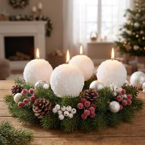 Artikel Schneeball-Kugelkerzen Ø 80 mm Weiß im 4er-Set aus Wachs