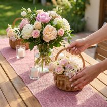 Artikel Tischläufer Jute Gitterband 15 cm x 10 m Rosa