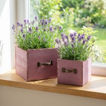 Artikel Pflanzkasten-Set Holz Lila mit Metallgriff 2-teilig 12,5/16 cm