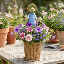 Artikel Frosch Pflanztopf Polyresin 31,5 cm Braun-Grün-Blau