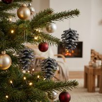 Artikel Christbaumschmuck Deko-Zapfen mit Glitter Anthrazit H7cm 6 Stück aus Kunststoff