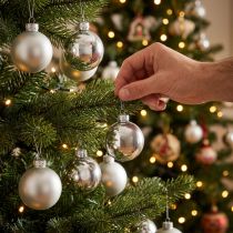Artikel Weihnachtskugeln Glas Silber Matt/Glänzend Ø 4 cm 60 Stück