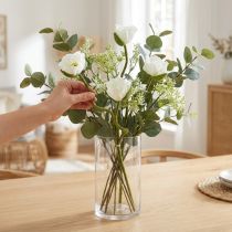 Artikel Künstliche Mohnblumen Weiß mit biegsamen Stielen, 3er-Set, L55/60/70cm