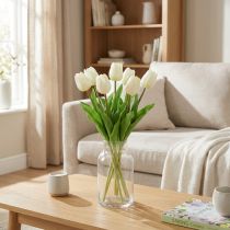 Artikel Künstliche Tulpen Weiß Creme 38cm 7 Stück aus Kunststoff für Dekoration