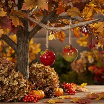 Artikel Herbstdeko Äpfel Keramik 5cm rot-grün zum Hängen 4er Set