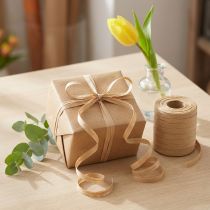 Artikel Kräuselband Baumwolle Beige 10mm x 100m Geschenkdekoration