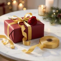 Artikel Geschenk- und Dekoband aus Polypropylen, Kräuselband, 30 mm x 100 m, Gold, für Innen- und Außendekoration