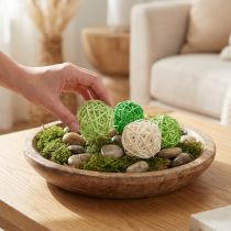 Artikel Rattanbälle aus Holz Ø5cm Grün Hellgrün Creme 24 Stück