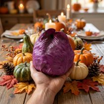 Artikel Rotkohl künstlich Real-Touch Kunststoff Ø12cm Lila Dekoration