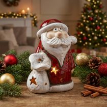 Artikel Weihnachtsmann Teelichthalter Keramik Rot Weiß H15cm