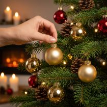 Artikel Weihnachtskugel 4cm Gold glanz/matt Glas 24 St