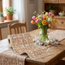 Artikel Tischband Polyester Beige Bunt Glitter Patchwork 19cm x 1,5m