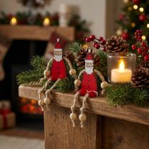 Artikel Holz-Weihnachtsmann sitzend 6,5 cm Rot im 12er-Set