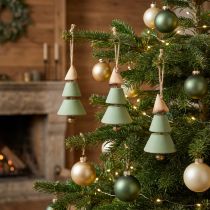 Artikel Christbaumschmuck Tannenbaum aus Holz, Grün/Natur, H10cm L24cm, 4 Stück