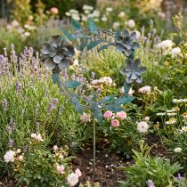 Artikel Gartenstecker aus Metall mit Blütenkranz H63cm in Silber, Grün und Gold