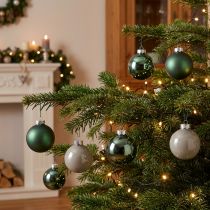 Artikel Weihnachtskugeln aus Glas in Grün und Grau Ø6cm 24-teilig