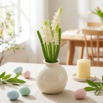 Artikel Hyazinthen-Kunstblumen in cremeweißer Keramikvase 20 cm