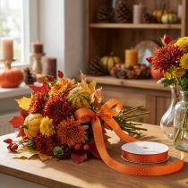 Artikel Polyester Geschenkband mit weißen Punkten Orange 10mm x 25m