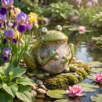 Artikel Deko Frosch Keramik Grün Braun Vintage L15,5cm