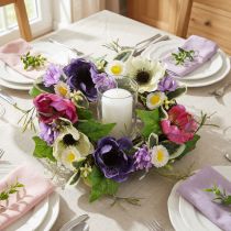 Artikel Künstlicher Blumenkranz Anemonen und Margeriten Ø25cm Lila Weiß