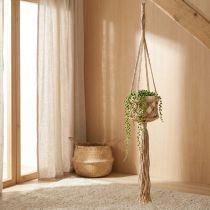 Artikel Makramee Blumenampel beige-braun Ø12cm H79cm aus Baumwolle und Metall