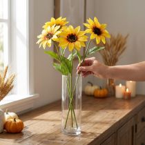 Artikel Künstliche Sonnenblumen aus Seidenstoff, Gelb, 79 cm, 3 Stück