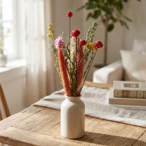 Artikel Deko-Trockenblumenstrauß Rosa Mix mit Wiesenblumen H30-35cm