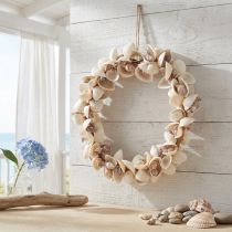 Artikel Muschelkranz aus Naturmaterialien Ø33 cm Hängedeko Maritim Creme-Weiß
