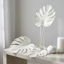 Artikel Gebleichte Monstera-Blätter aus Naturmaterialien, Cremeweiß, 40 cm, 5 Stück