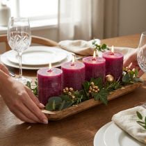 Artikel Durchgefärbte Stumpenkerzen aus Wachs Berry Lila 70×80mm 4er Set