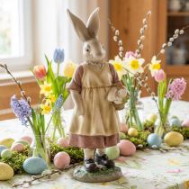 Artikel Hasenfigur Polyresin 37cm Hasenfrau mit Korb und Ostermotiven für Innenbereich