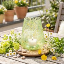 Artikel Teelichthalter aus Glas, Gelb-Grün, Ø12cm, H14,5cm