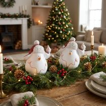 Artikel Tischdeko Schneemann aus Polyresin mit roter Mütze, H13cm, 2 Stück