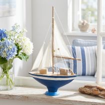 Artikel Segelboot Deko aus Holz 54 cm Blau für maritimes Wohnambiente