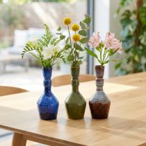 Artikel Deko-Vasen aus Keramik in Blau, Grün und Braun, Ø8cm, H18,5cm, 3 Stück im Set