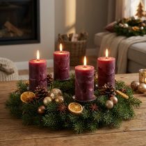 Artikel Stumpenkerzen aus durchgefärbtem Wachs Burgund Ø60x100mm 4er-Set