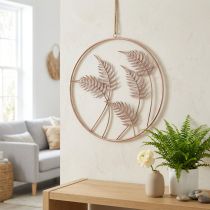 Artikel Wanddeko Metallring Farnmotiv Ø52cm Rosé-Metallic