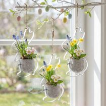 Artikel Metall-Osteranhänger Hase mit Eierschale Weiß 24,5cm 3er-Set