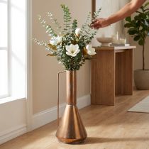 Artikel Metall Bodenvase Kupferfarben Trichterform Ø27cm H58cm für Innenbereich