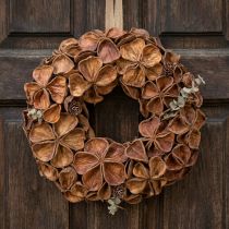 Artikel Getrockneter Landlotus-Kranz aus Naturmaterial, 35 cm, braun