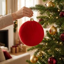 Artikel Weihnachtskugeln Rot Samtoptik 20cm 3er-Set